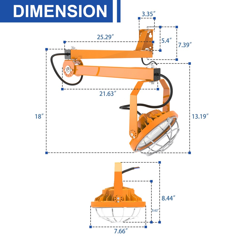 LED Loading Dock Light 30W 40Inch Swing Arm Workbench Light 4200LM 5000K IP65