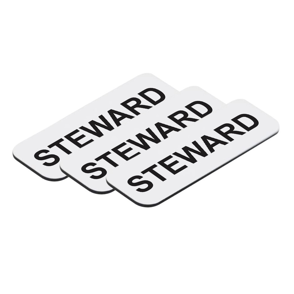 Steward 1 x 3" Name Tag, (3 Pack)