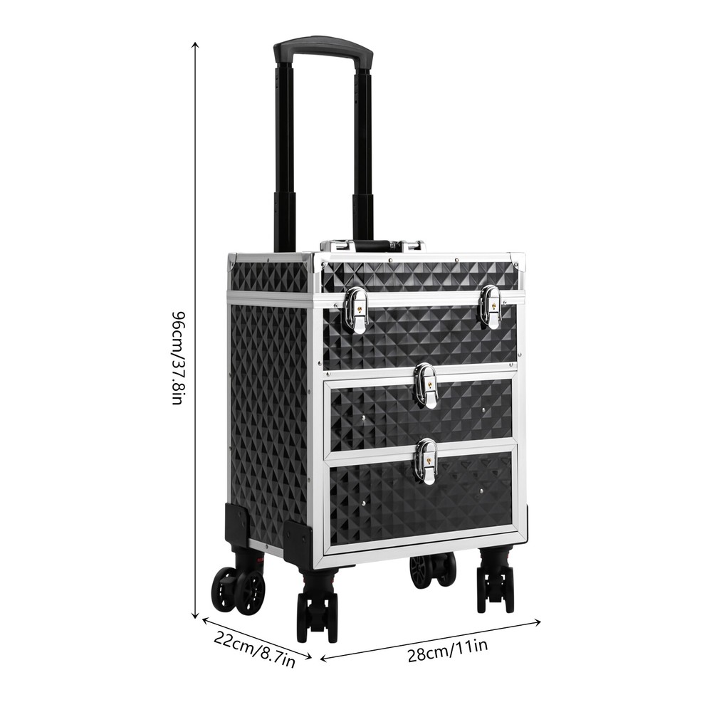 Professional Rolling Makeup Train Case Makeup Storage Organizer Cosmetic Trolley