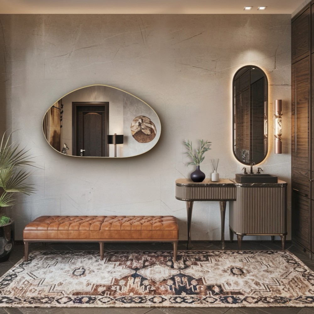 Freya Selene Asymmetrical Gold Edge Wall Mirror