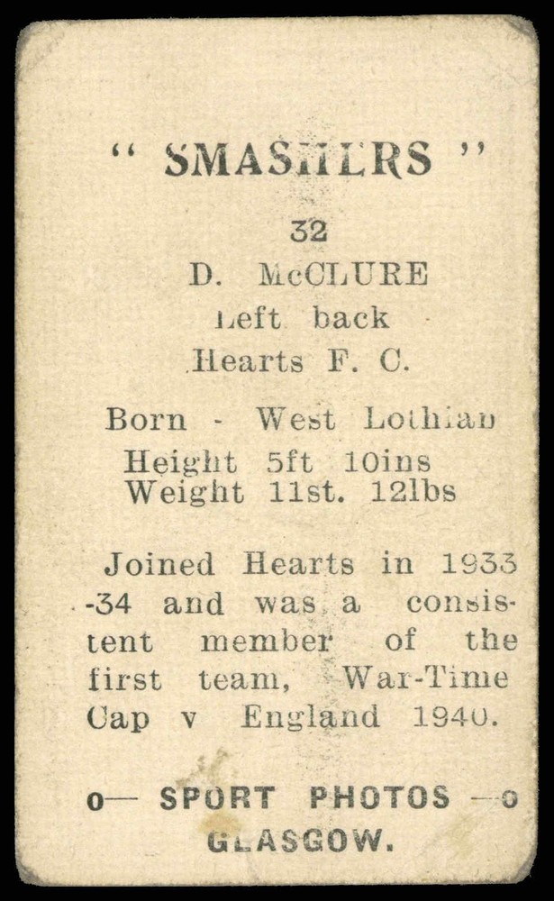 M.M. Frame - 'Smashers' (1950) - D. McClure (Hearts)