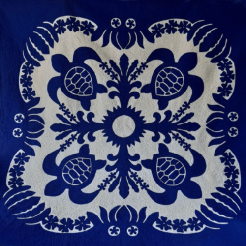 Hawaiian Quilt Bedspread – Honu (Sea Turtle) Design
