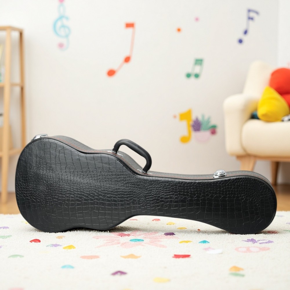 26" Tenor Ukulele Hardshell Case - Lockable Contoured Padded Black Finish