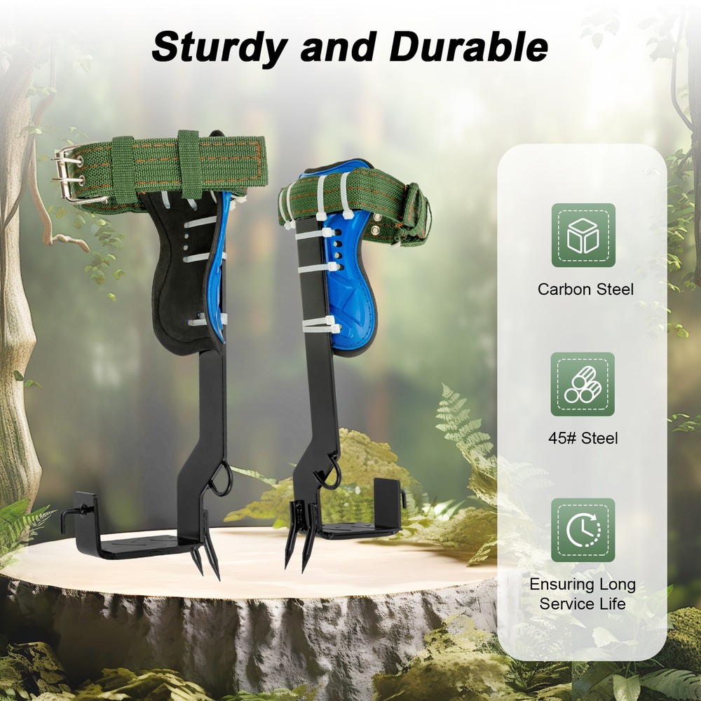 Tree Climbing Spike Set Pole Climbing Spurs w/ Rope Climber Adjustable Long!