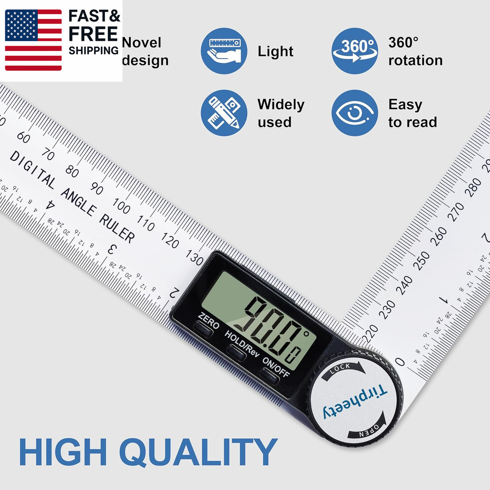Digital Angle Finder Protractor, 3Rd Generation Quick Display Angle Gauge Ruler,