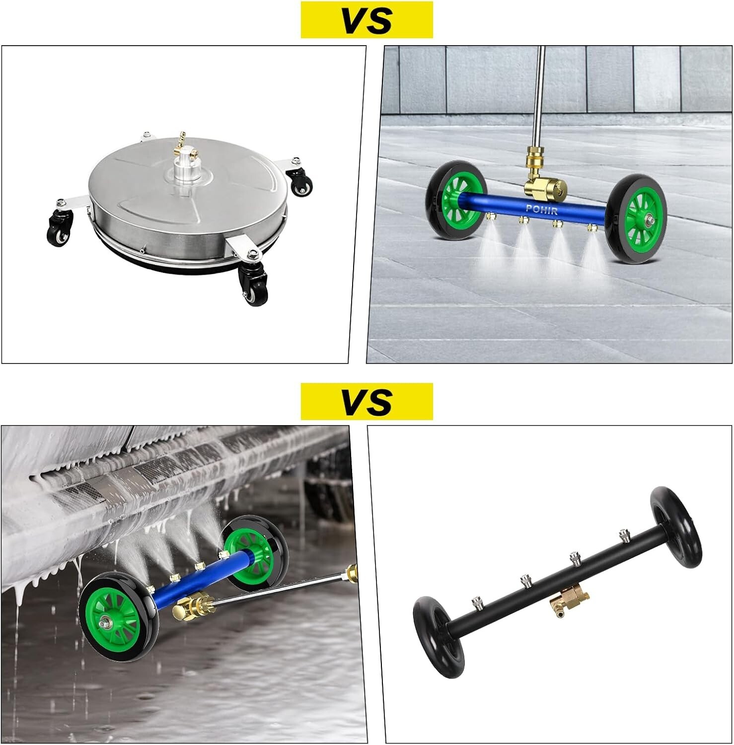 POHIR 16" Pressure Washer Undercarriage Cleaner 4800 PSI Under Car Washer Broom