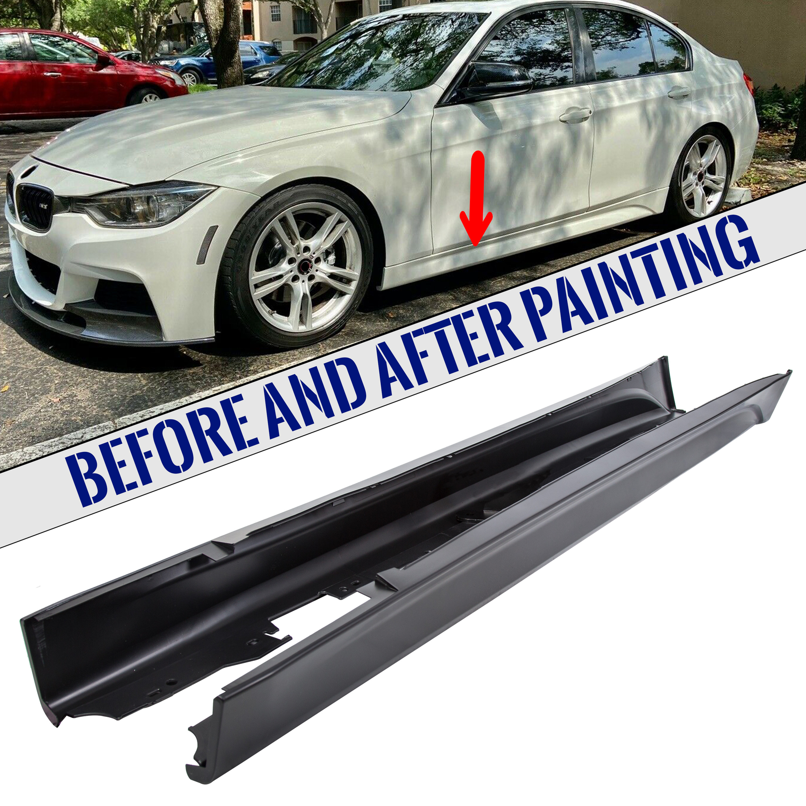 For 12-18 F80 M3 STYLE SIDE SKIRTS ROCKER PANEL FOR BMW F30 F31 3 SERIES SEDAN