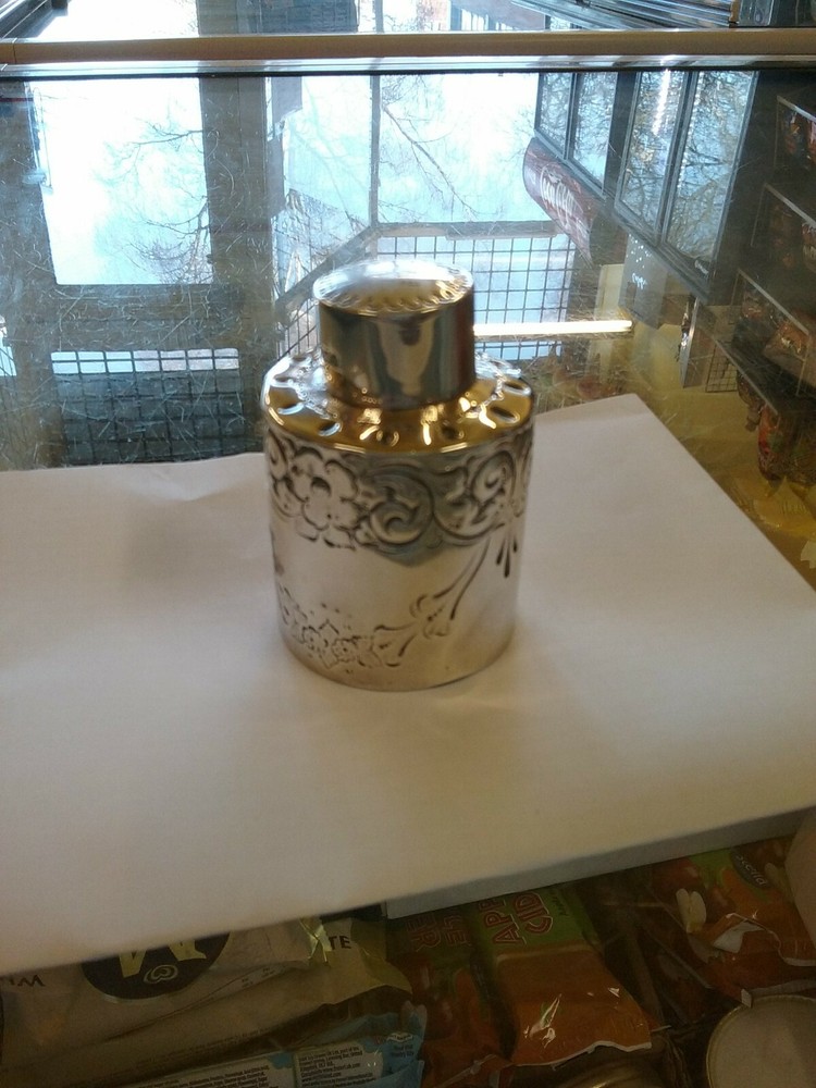 sterling silver ornate tea caddy