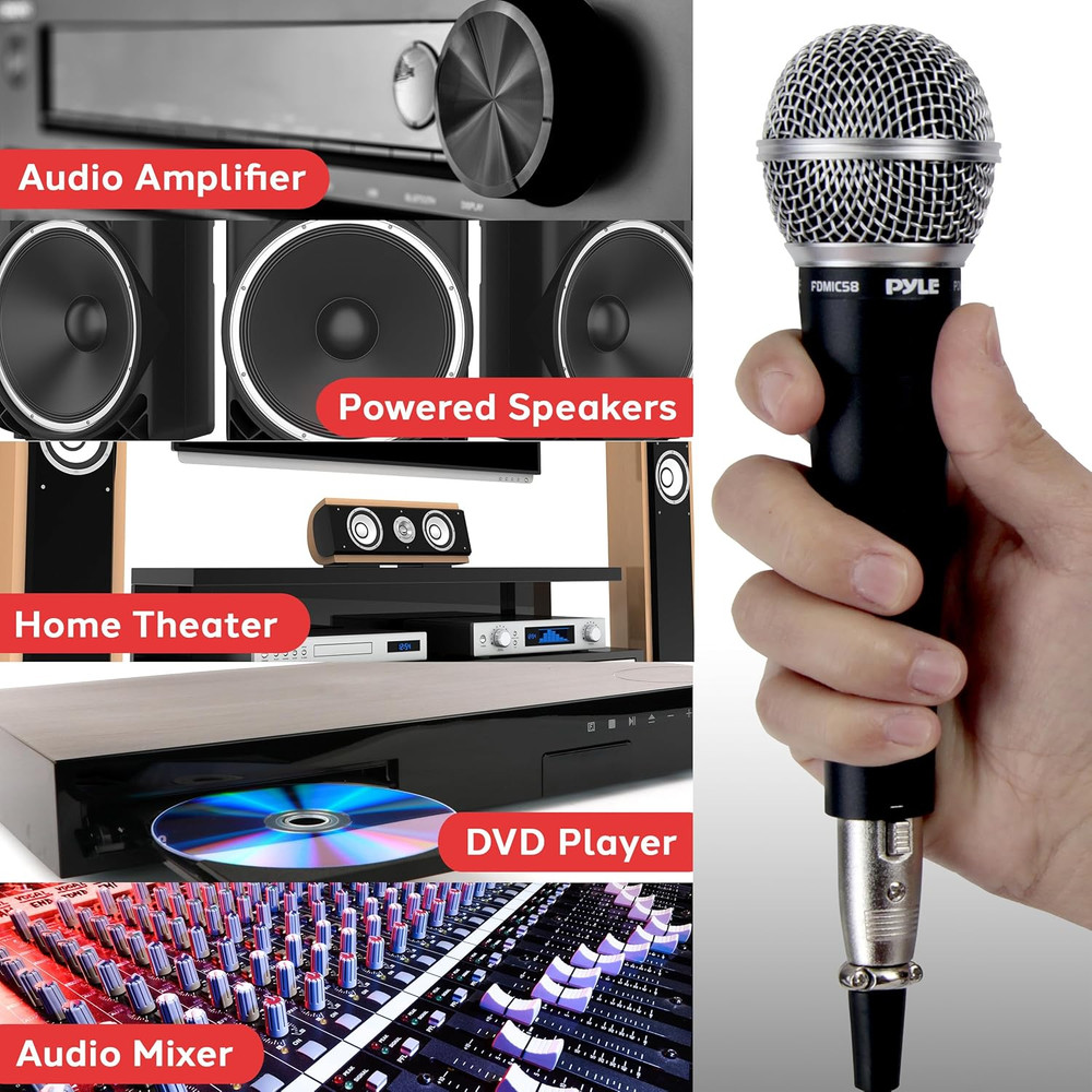 Professional Dynamic Microphone - 4-Pack Unidirectional Handheld Mic with Built-