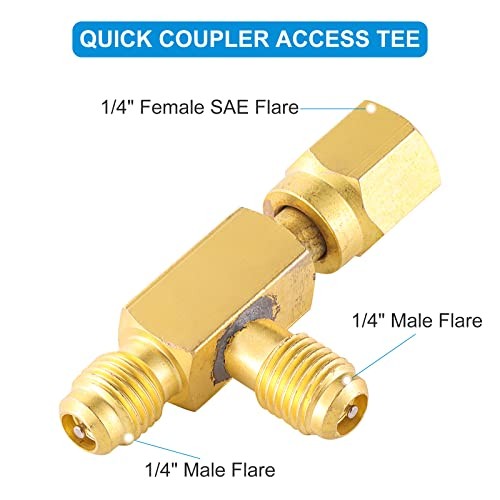 Quick Coupler Access Tee, 1/4'' Valves Core Quick Coupler with Tee Adapter