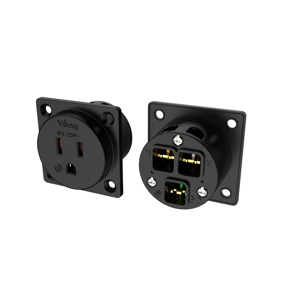 Viborg Pure Copper US Panel mounted receptacle 120V 15A US Socket