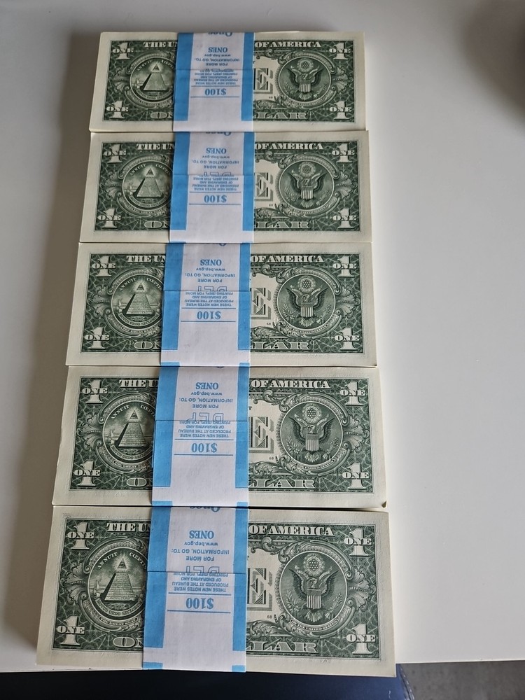 $1 BILLS 500 Consecutive Uncirculated SEQUENTIAL Mint Condition Series 2021 "K"