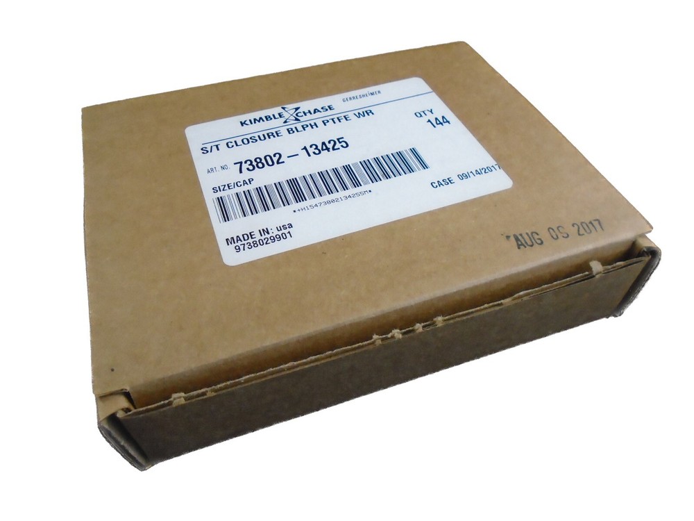 KIMBLE PTFE-Faced Rubber Screw Thread Cap Black 73802-13425 144/Pack
