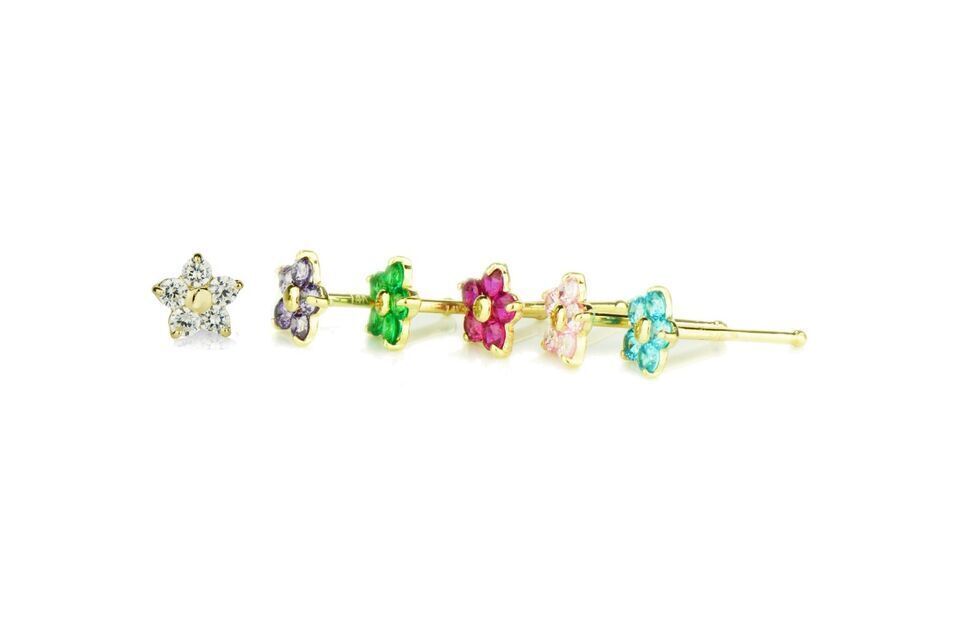 14k Yellow Gold Flower Nose Piercing Stud