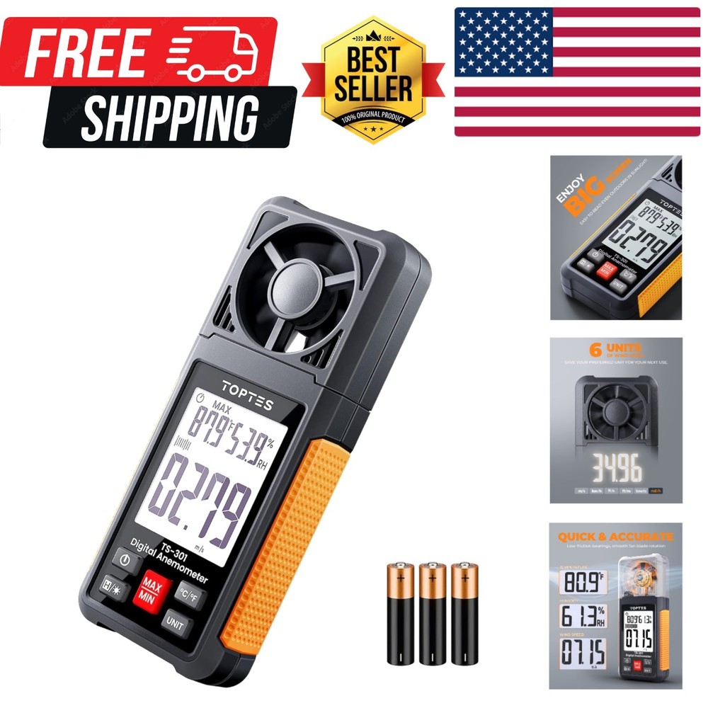 Digital Anemometer, Wind Speed Meter with 2.26-inch Big Backlight LCD Screen,...