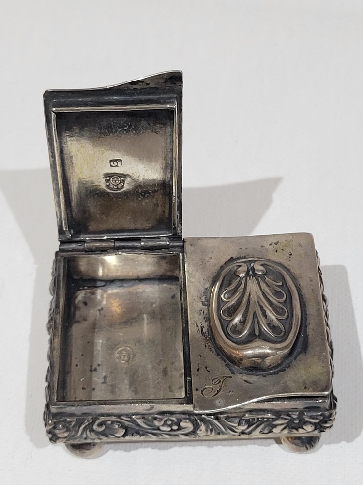 Antique German Solid Silver Double Snuff Box, Circa 1853