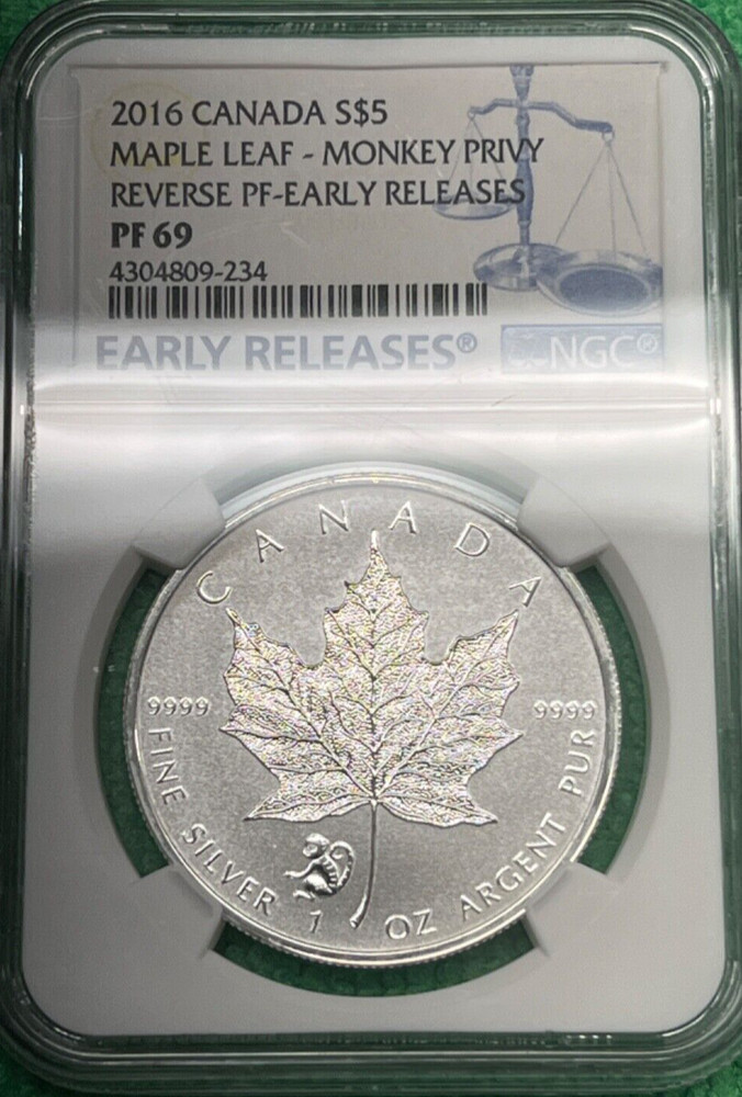 2016 Canada $5 Maple Leaf Monkey Privy Reverse Proof Early Release NGC PF 69