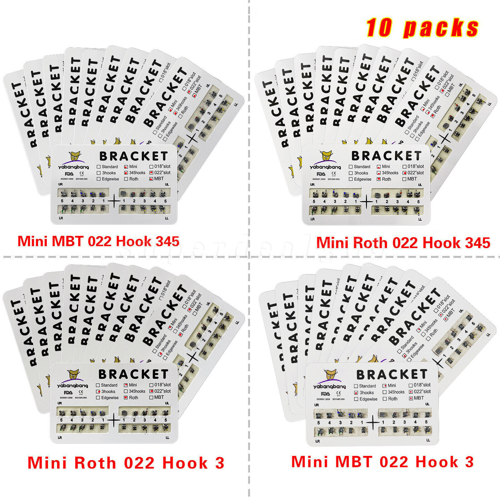 Dental Orthodontic Bracket Braces Roth/MBT 345 Hooks /Super Arch Wire Niti Round