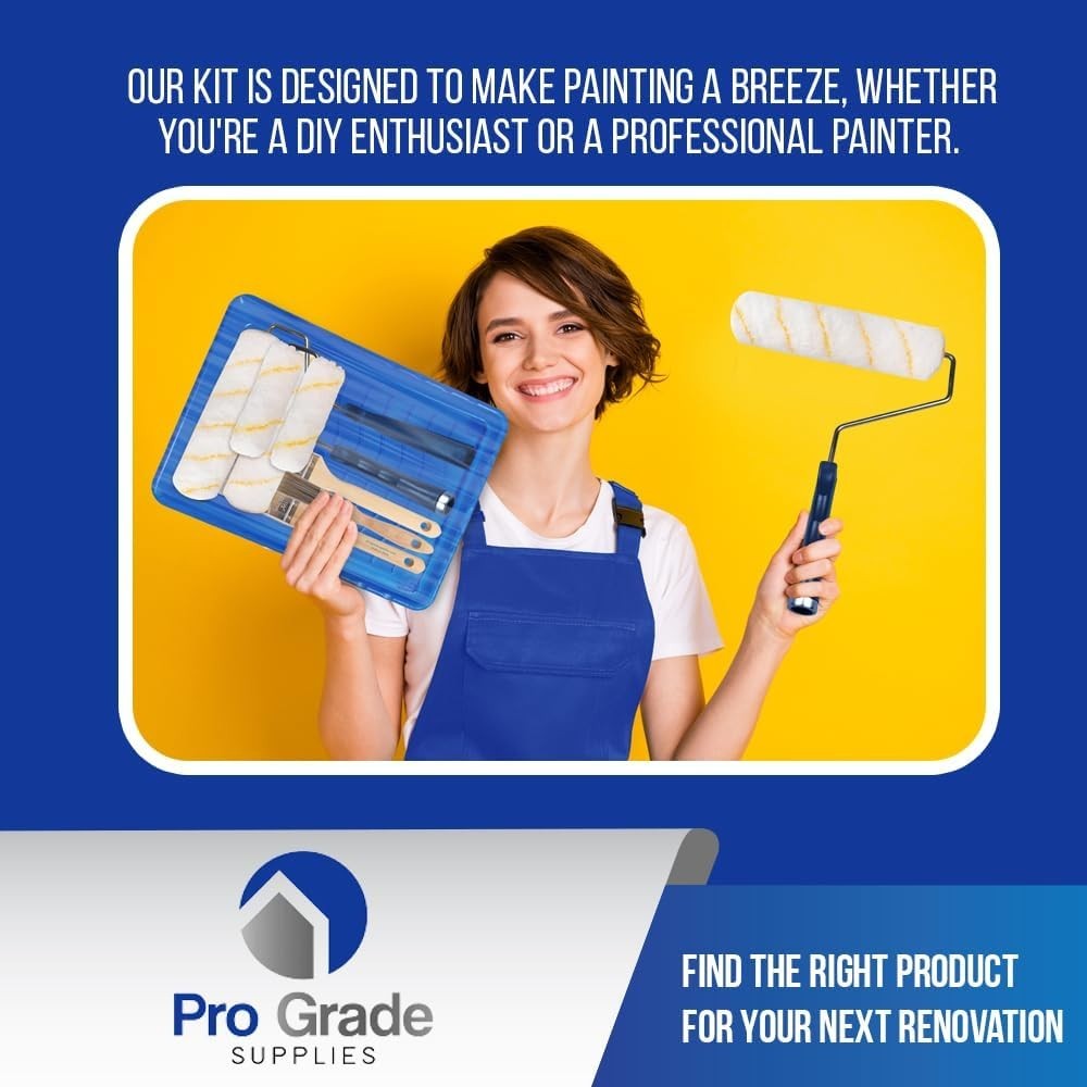 Versatile Paint Roller Kit - 10 Piece Set for Interior & Exterior Projects