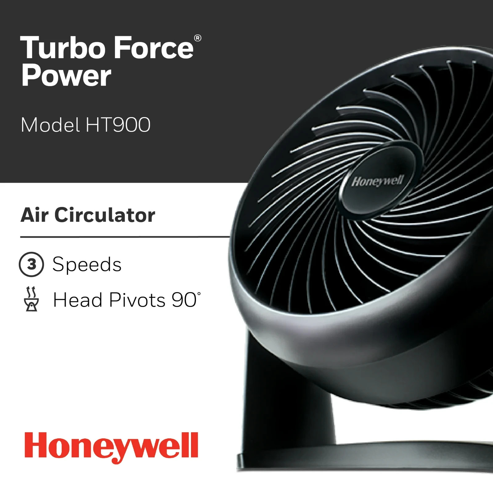 Honeywell Turboforce Fan, HT-900, 11 Inch Black / White / Orange