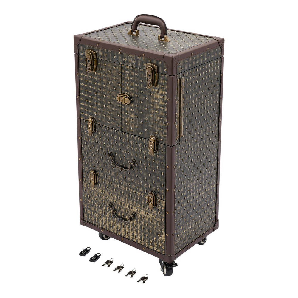 Rolling Lockable Makeup Train Case Organizer Trolley Lockable Professional