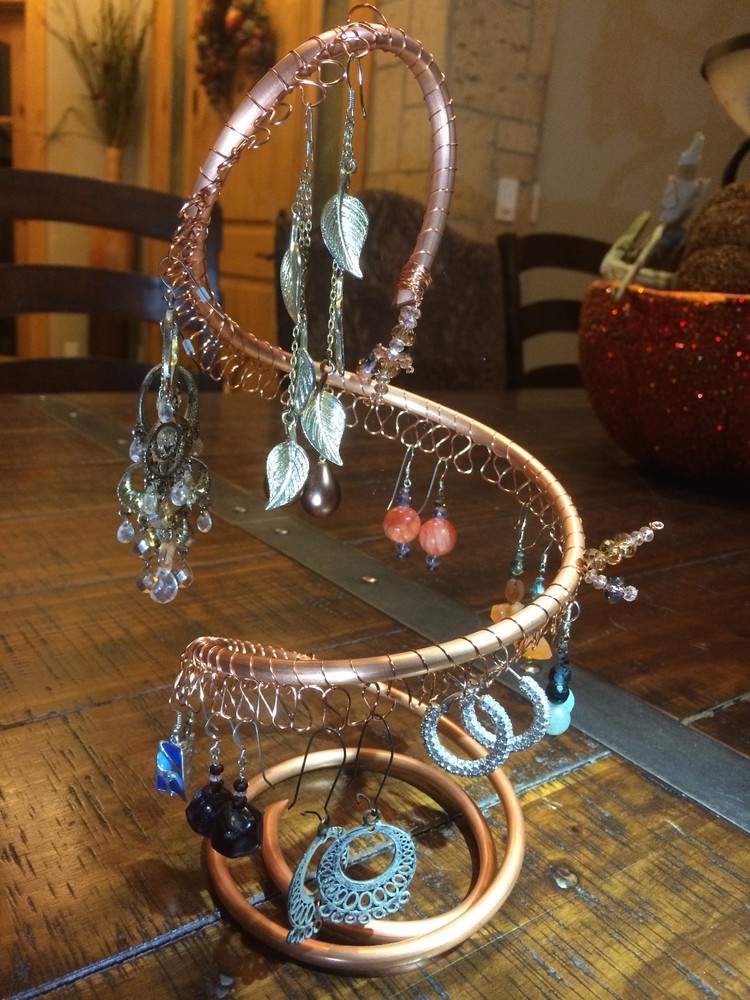 copper spiral earring holder - large