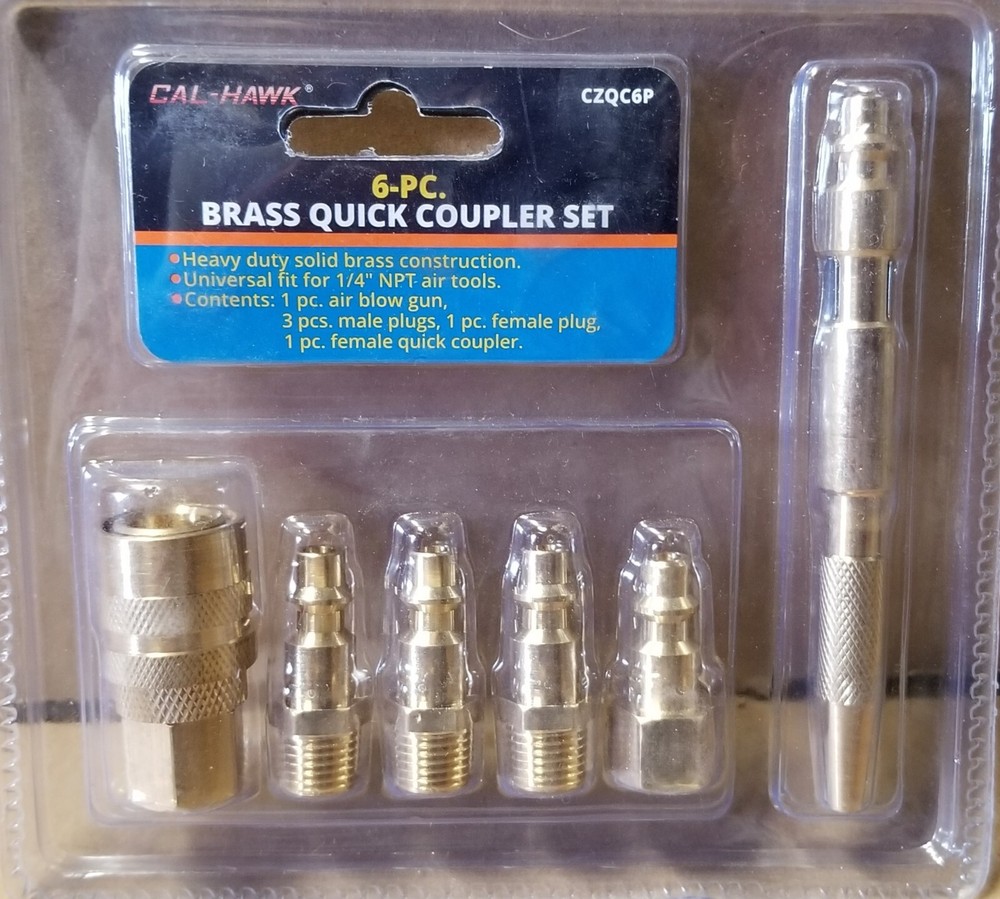 6 pc Brass Quick Coupler Air Hose  Connector Set for Compressor