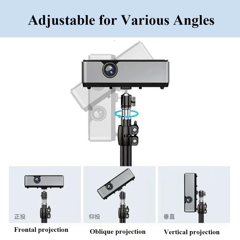 Mini Desktop Projector Stand Mount Angle Adjustable 1/4in Screw 360 Adapter
