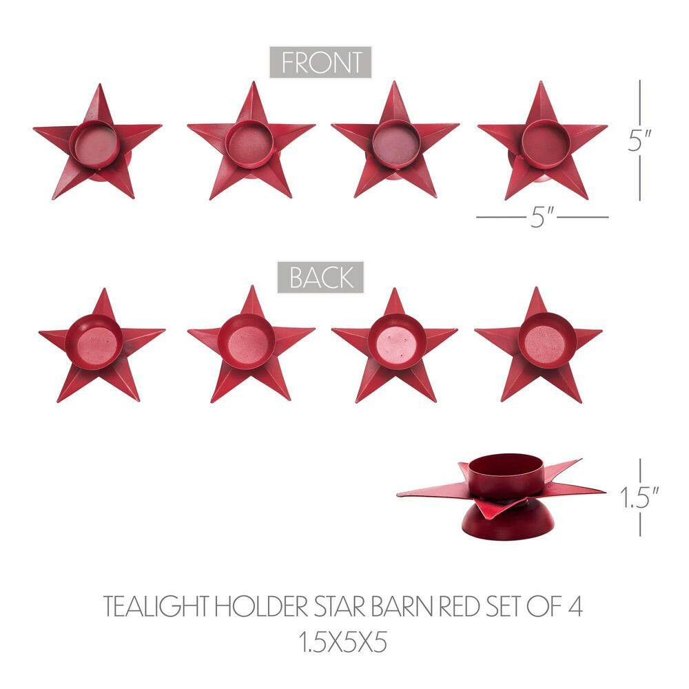Star Barn Red Metal Tealight Holder 4-Pack