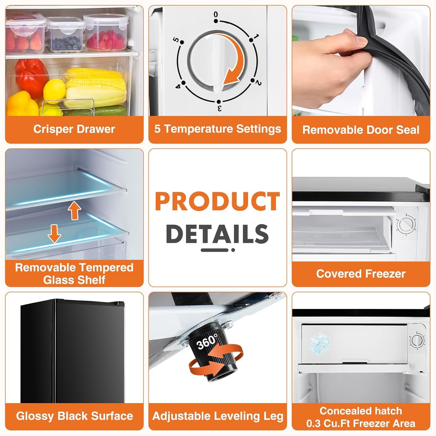 Home Mini Fridge with Freezer Small Refrigerator Door Energy-efficient Low Noise