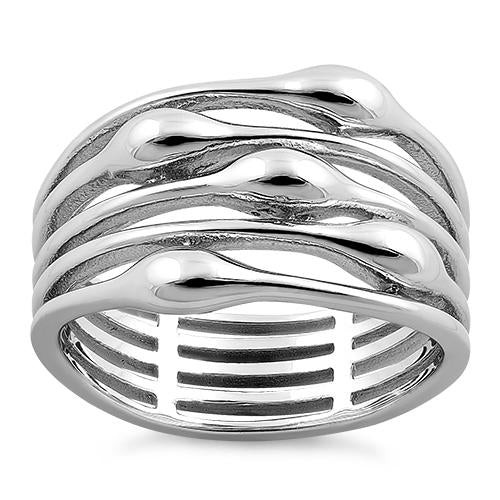 925 Sterling Silver Multi-Row Statement Ring