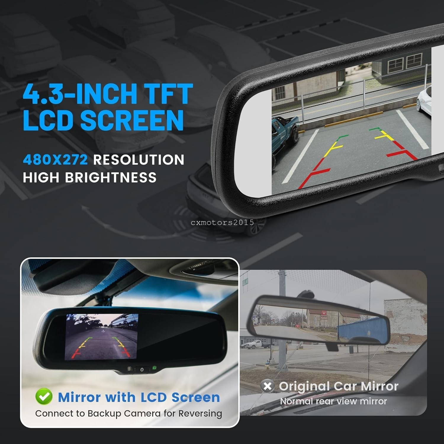 4.3" Car Backup Rear View Mirror Monitor For Ford F-150 2004-14 250/350 2008-15