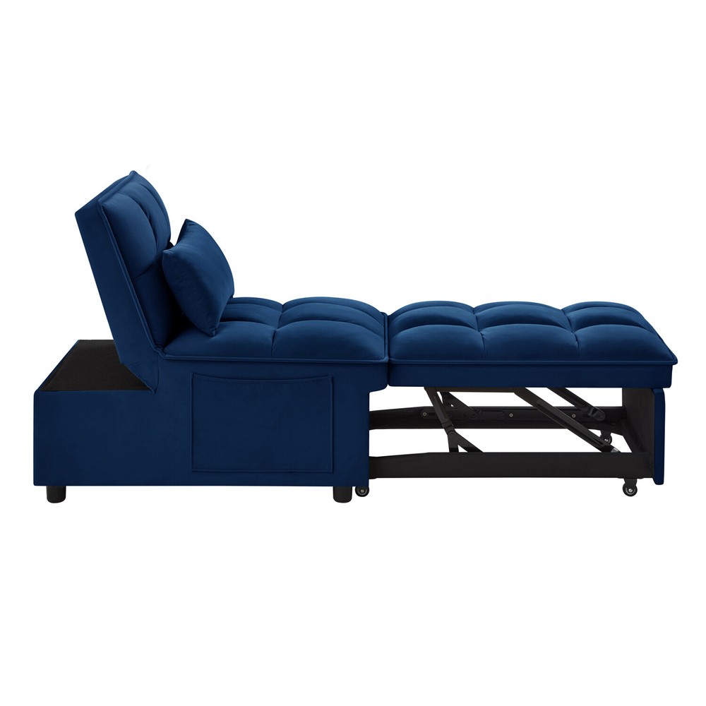 Convertible Sofa Bed Multi-Function Folding Recliner Sofa Chairs w/ Pillows Navy