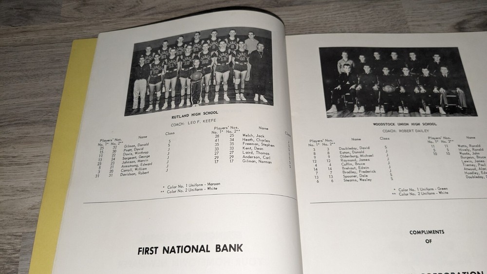 Vermont Large Intermediate State Basketball Tournament Program
