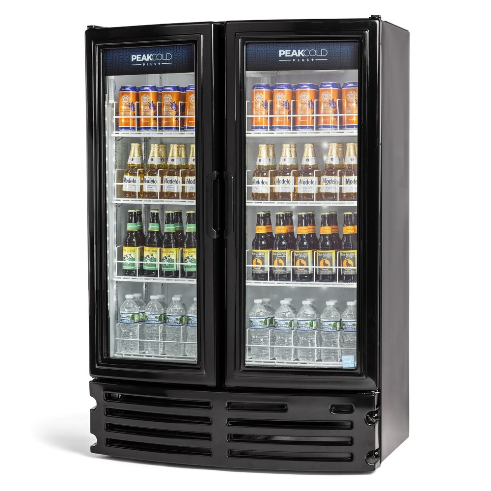 PeakCold Plus Double Door Display Cooler - 16.8 Cu. Ft.