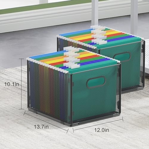 2 Pack Mesh Hanging File Organizer - Letter Size Filing Box & Storage Solution