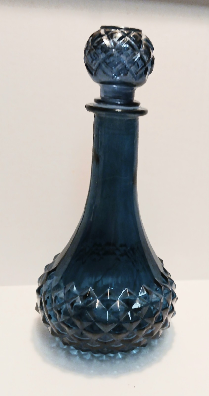 Dark Teal Blue Lightup Genie Bottle Basket Weave 11"