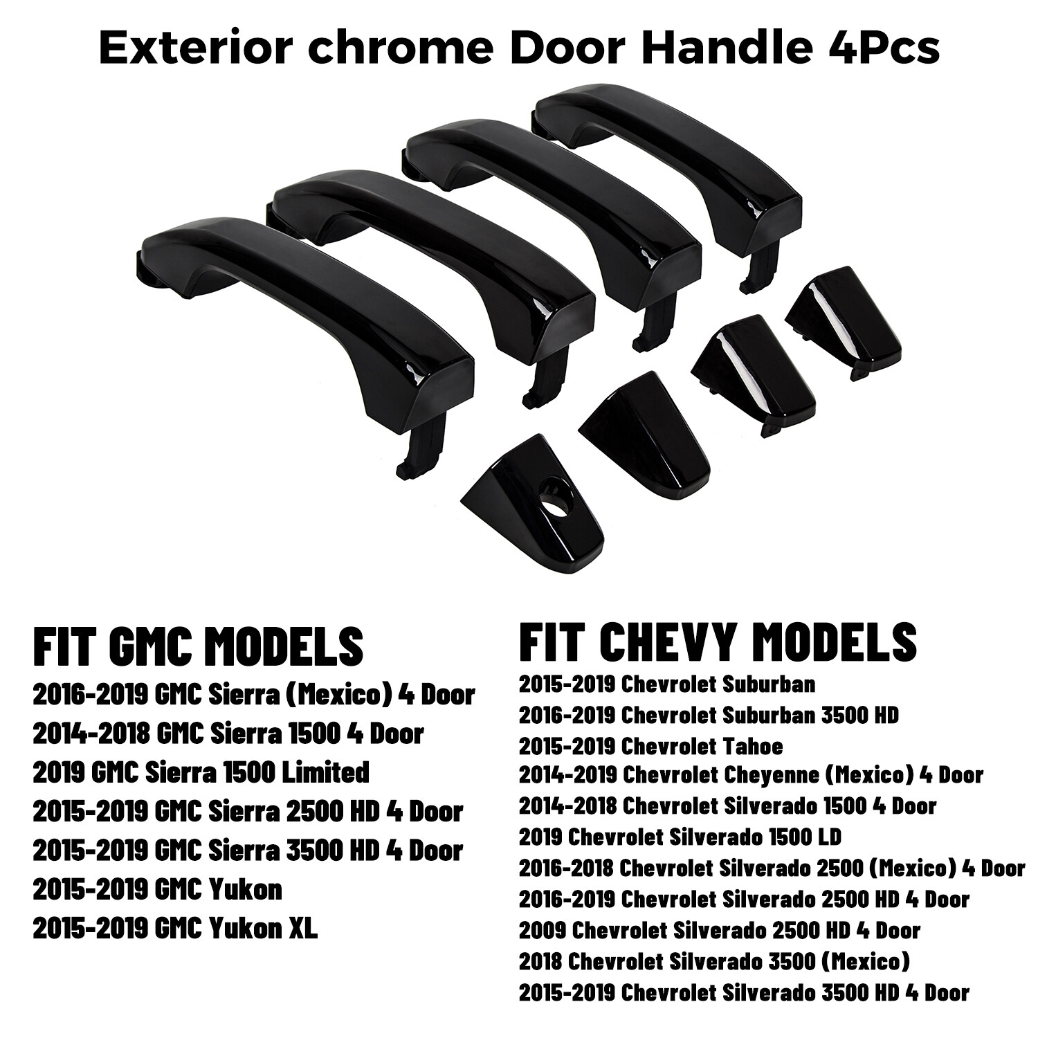 For 23236150 Silverado Sierra 2014-2019 Gloss Black Painted 4 pcs Door Handles