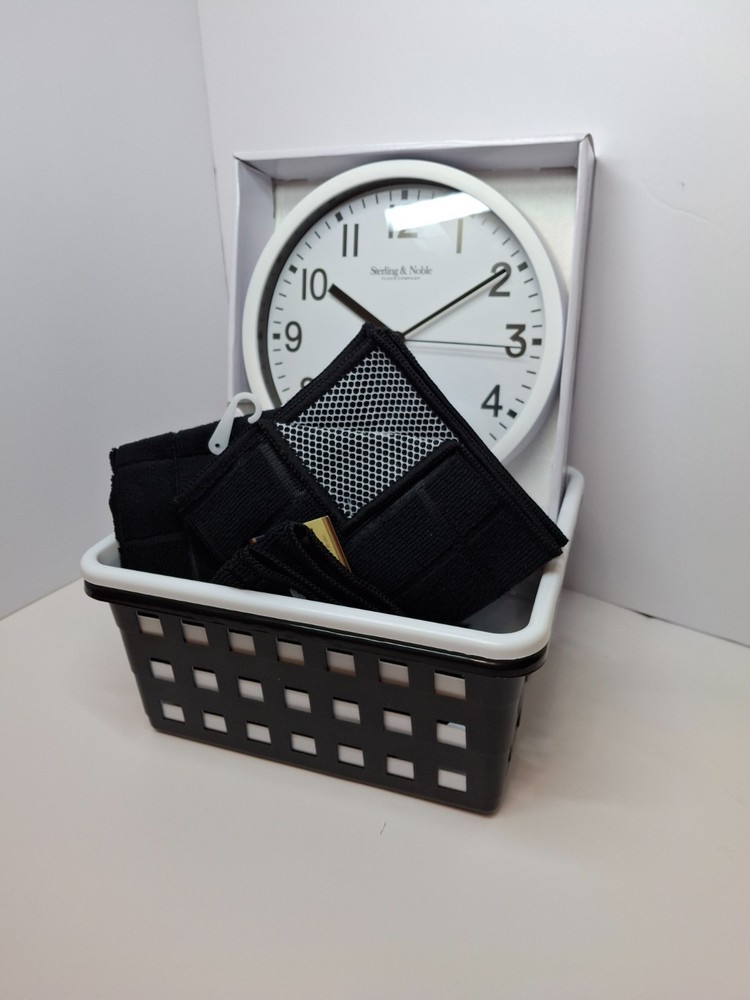 College Dorm Starter Kit – White Clock Edition | 6-Piece Essentials Bundle