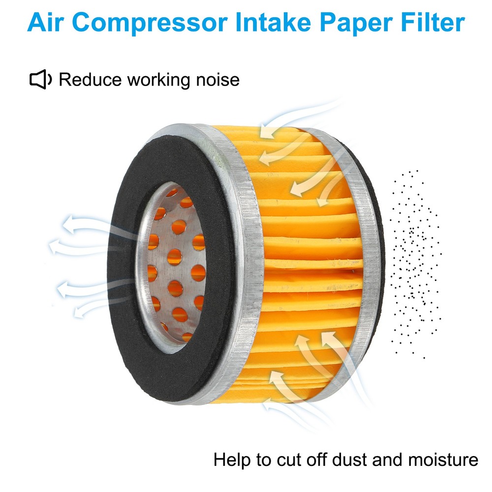 4Pcs 2.6x1.6 Inch Air Compressor Intake Paper Filter Elements Replacement Yellow