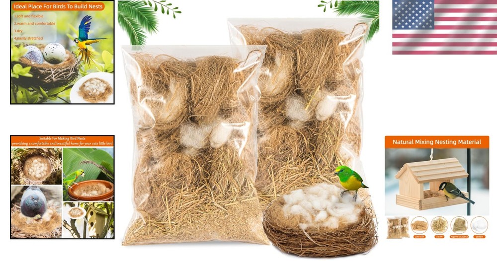 Comfortable 80g Bird Nesting Bedding - Safe Jute Silk & Soft Cotton for Nesting