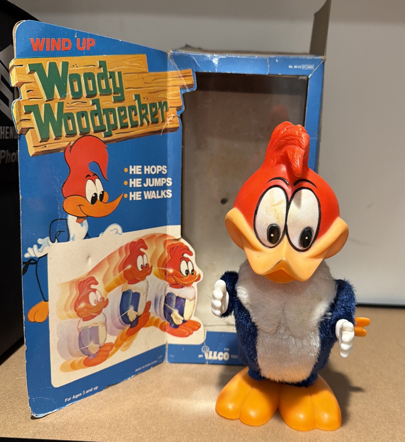 illco Woody Woodpecker Wind Up Walking Toy Vintage w/ original Box Working