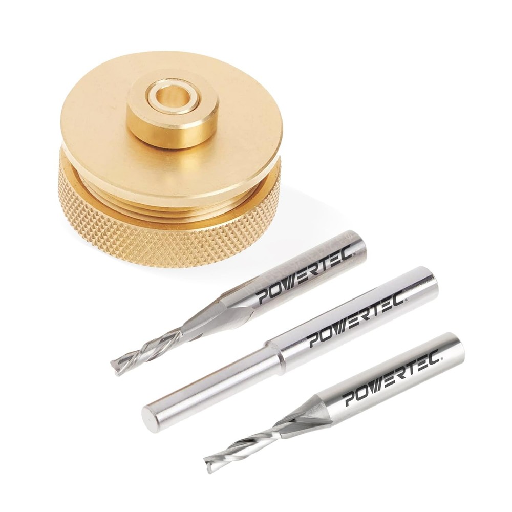 POWERTEC Router Inlay Kit, Solid Brass 1/8" diameter 1/4" shank