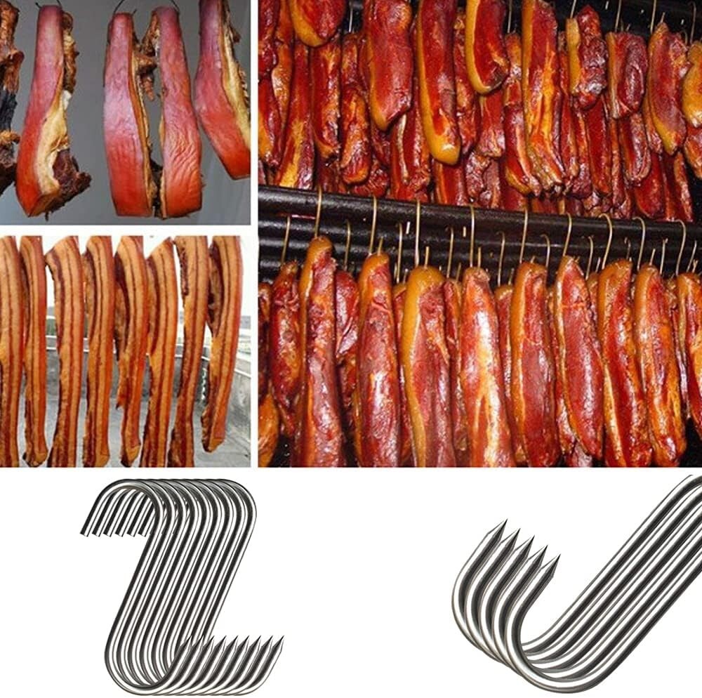 Meat Hooks Stainless Steel Butcher Hooks Meat Processing High Quality 20 PCS