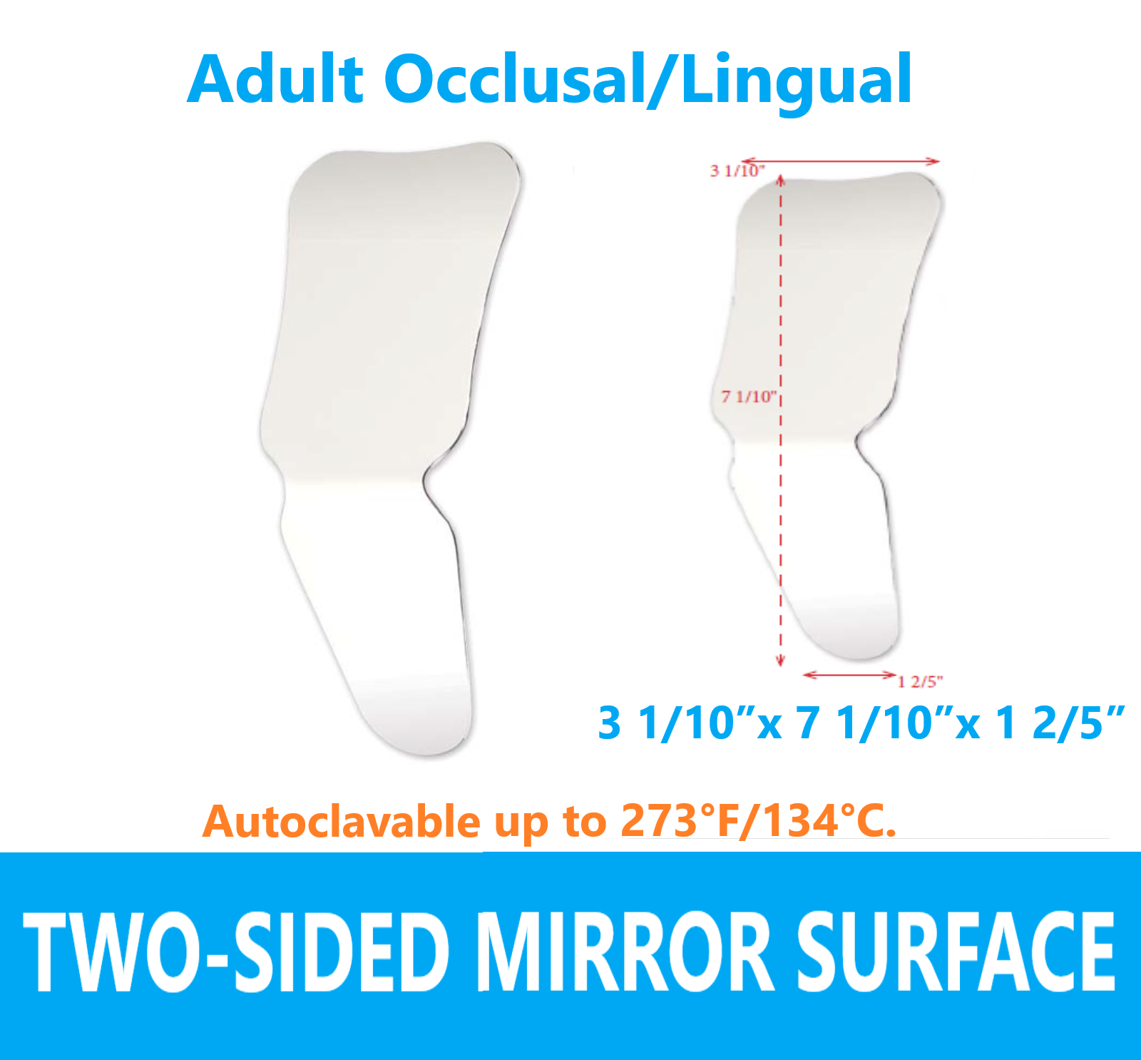 Dental Ortho Intraoral Angeled Photo Mirror Occlusal Buccal & Lingual Two Sided