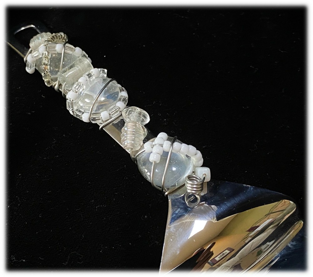 Fancy Farberware Stainless Steel Serving Cake Server Bridal Beaded Handle OOAK
