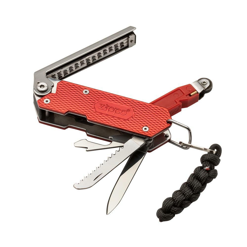 Zippo Red SureFire Multi-Tool, Flint, Knife & Paracord, 40549, New In Package