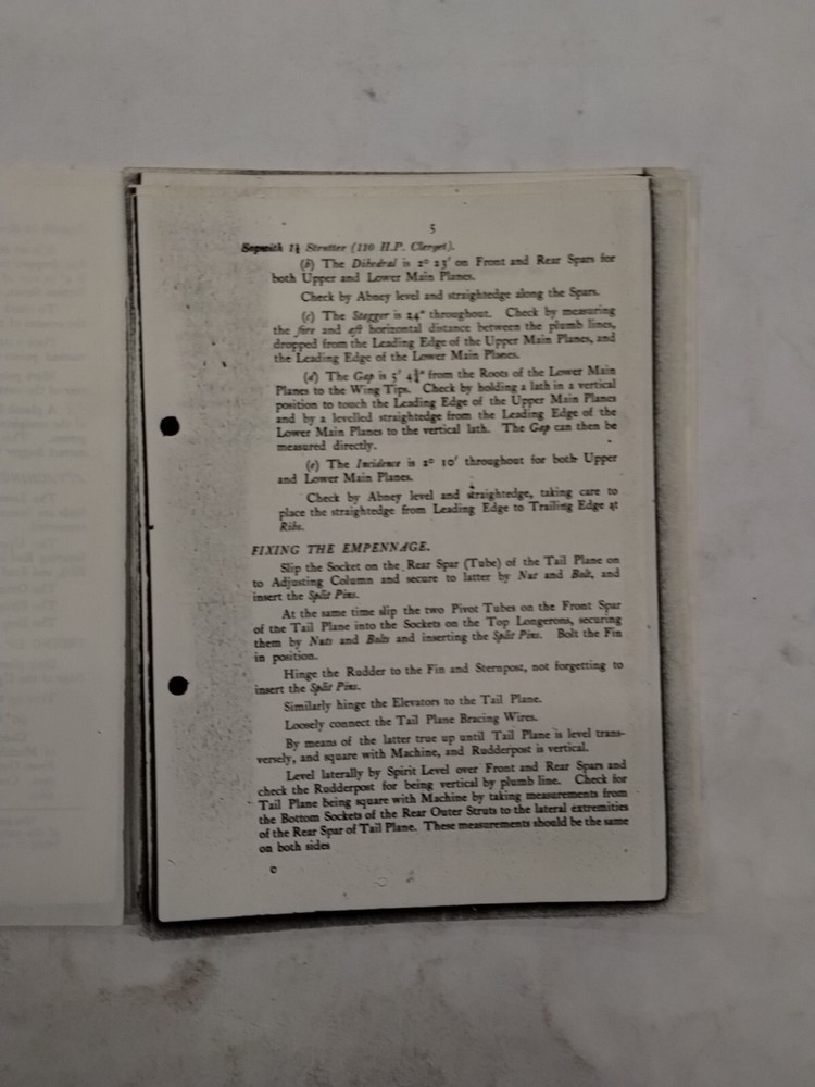 Sopwith 1 1/2 Strutter (110 H.P. Clerget) Rigging Notes-Copy