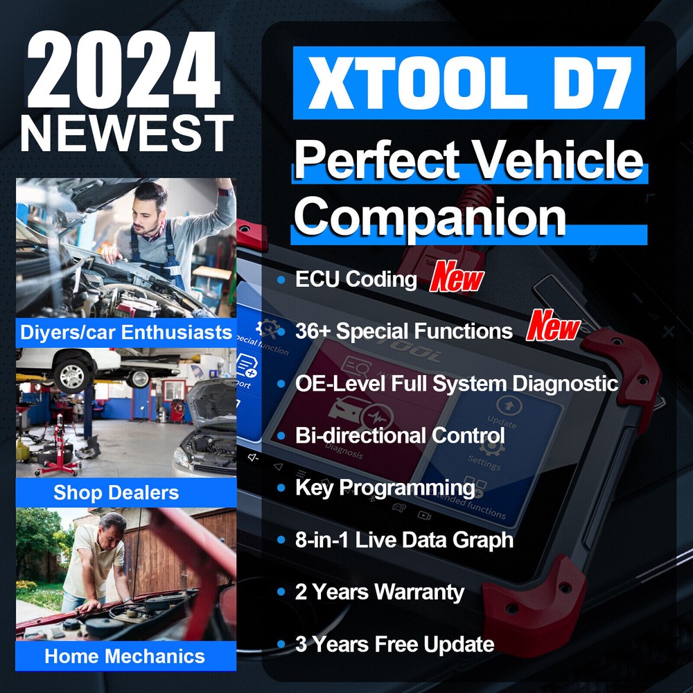 XTOOL D7 Auto Bidirectional Scanner Full System Diagnostic Key Pr0gramming Tool