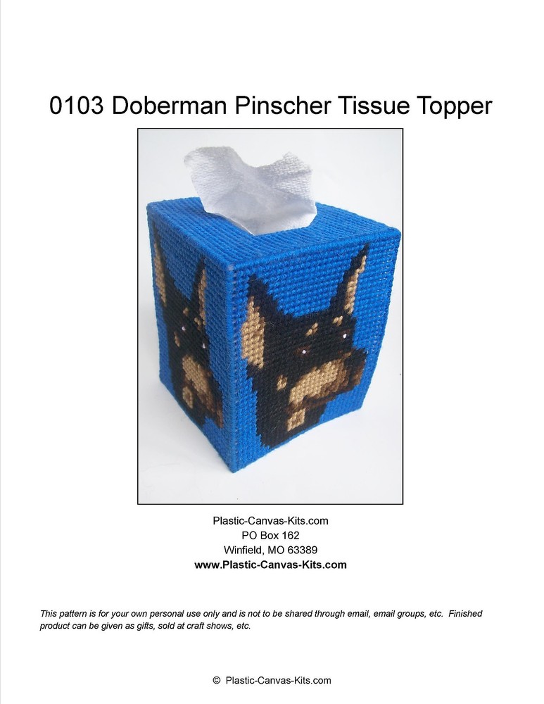 Doberman Pinscher  Dog Tissue Topper-Plastic Canvas Pattern or Kit